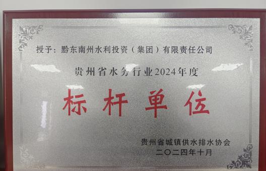 州水投集团荣获贵州省城镇供水排水协会2024年度标杆单位